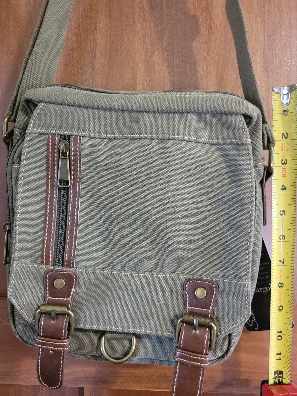 Canvas Crossbody Bag in Olive Green - Casual Everyday Carry - Picture 9 of 11